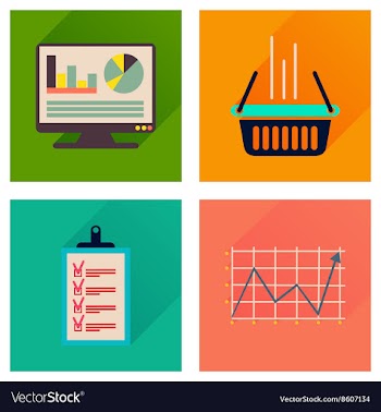 Concept flat icons with long shadow banking vector image