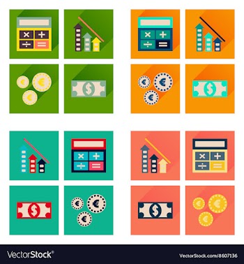 Concept flat icons with long shadow banking vector image