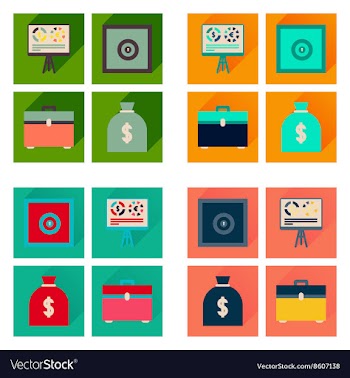 Concept flat icons with long shadow banking vector image