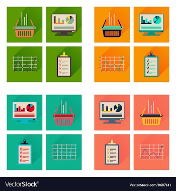 Concept flat icons with long shadow banking vector image