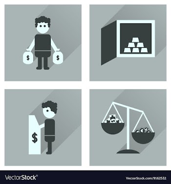 Concept flat icons with long shadow banking vector image
