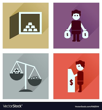 Concept flat icons with long shadow banking vector image