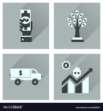 Concept flat icons with long shadow banking vector image