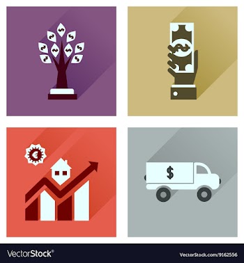 Concept flat icons with long shadow banking vector image