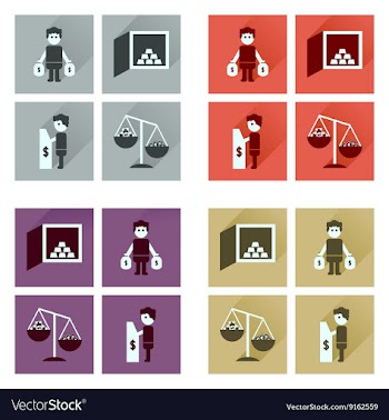 Concept flat icons with long shadow banking vector image