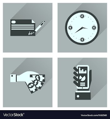 Concept flat icons with long shadow banking vector image