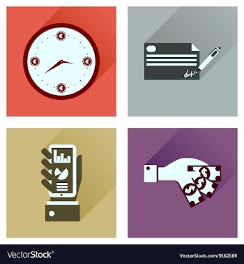 Concept flat icons with long shadow banking vector image