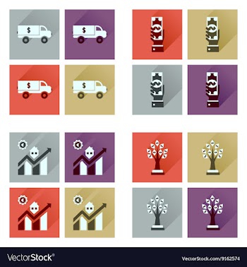 Concept flat icons with long shadow banking vector image