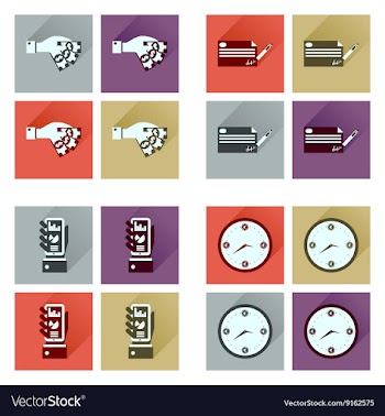 Concept flat icons with long shadow banking vector image