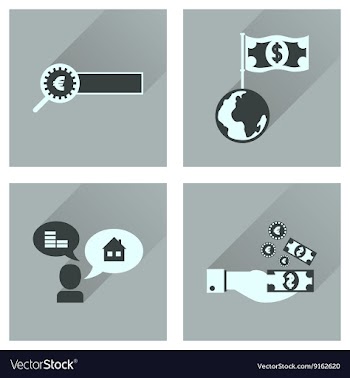 Concept flat icons with long shadow banking vector image