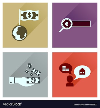 Concept flat icons with long shadow banking vector image