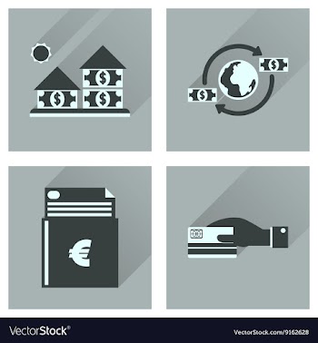 Concept flat icons with long shadow banking vector image