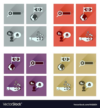 Concept flat icons with long shadow banking vector image