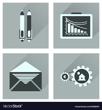 Concept flat icons with long shadow banking vector image