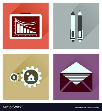 Concept flat icons with long shadow banking vector image
