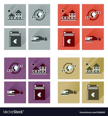 Concept flat icons with long shadow banking vector image