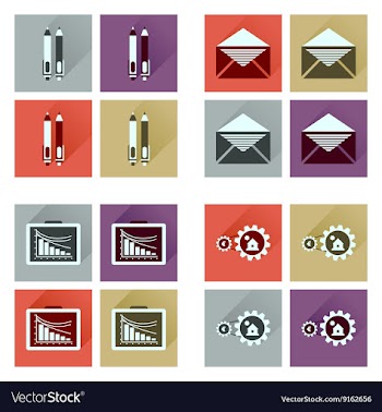 Concept flat icons with long shadow banking vector image