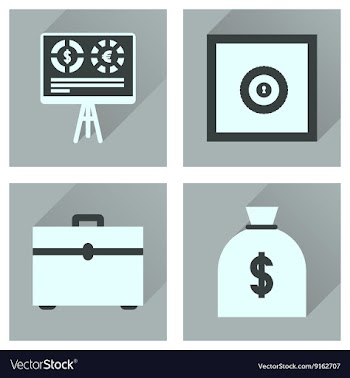 Concept flat icons with long shadow banking vector image