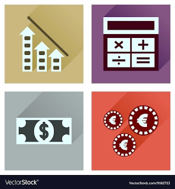 Concept flat icons with long shadow banking vector image