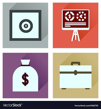 Concept flat icons with long shadow banking vector image