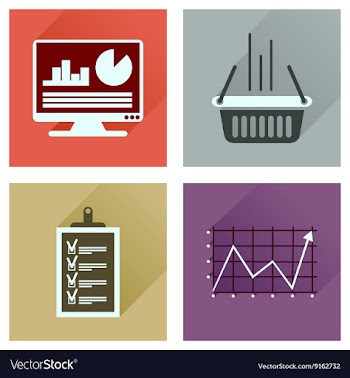 Concept flat icons with long shadow banking vector image