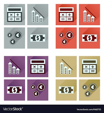 Concept flat icons with long shadow banking vector image
