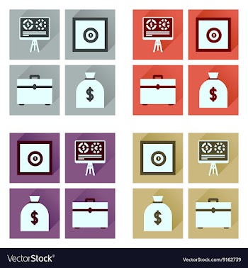 Concept flat icons with long shadow banking vector image