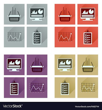 Concept flat icons with long shadow banking vector image