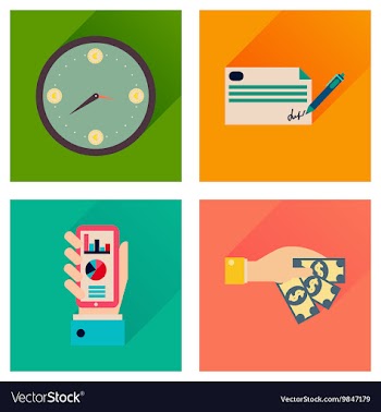 Concept flat icons with long shadow banking vector image