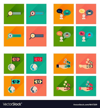 Concept flat icons with long shadow banking vector image