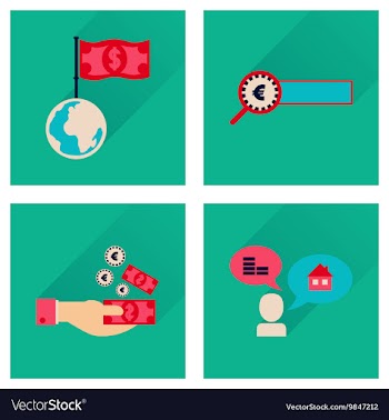Concept flat icons with long shadow banking vector image