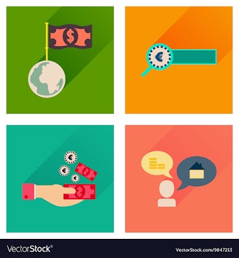 Concept flat icons with long shadow banking vector image