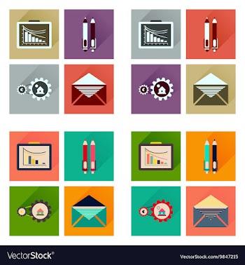Concept flat icons with long shadow banking vector image