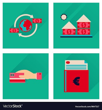 Concept flat icons with long shadow banking vector image