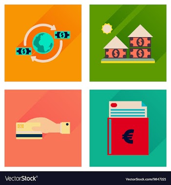 Concept flat icons with long shadow banking vector image