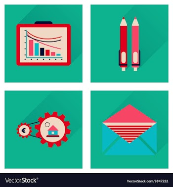 Concept flat icons with long shadow banking vector image