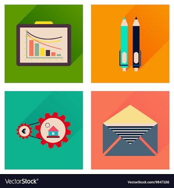 Concept flat icons with long shadow banking vector image