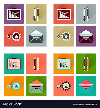 Concept flat icons with long shadow banking vector image