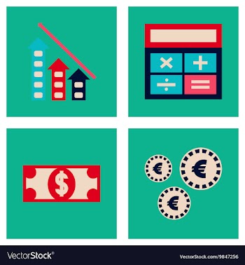 Concept flat icons with long shadow banking vector image