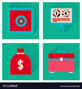 Concept flat icons with long shadow banking vector image