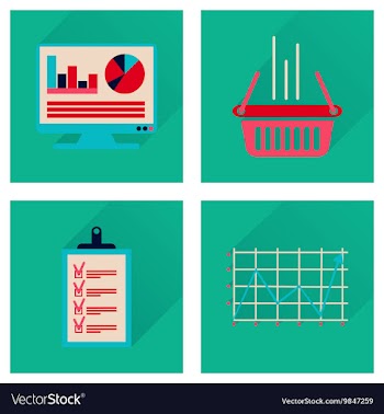 Concept flat icons with long shadow banking vector image