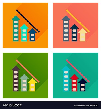 Concept flat icons with long shadow banking vector image