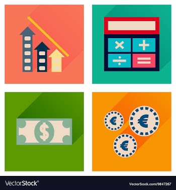 Concept flat icons with long shadow banking vector image