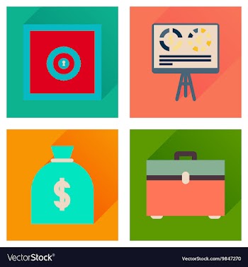 Concept flat icons with long shadow banking vector image