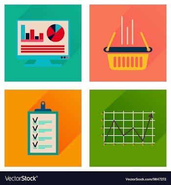 Concept flat icons with long shadow banking vector image