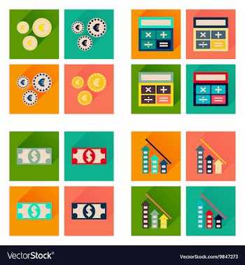 Concept flat icons with long shadow banking vector image