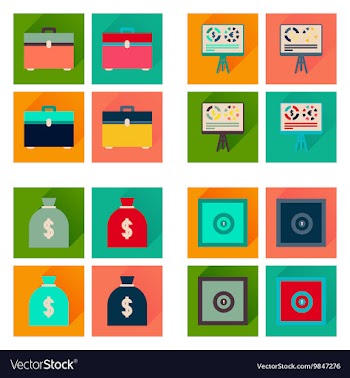 Concept flat icons with long shadow banking vector image