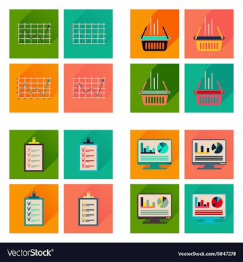 Concept flat icons with long shadow banking vector image
