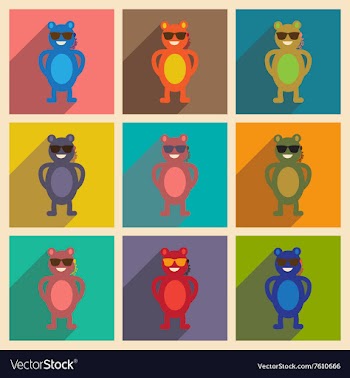 Concept flat icons with long shadow bear cartoon vector image