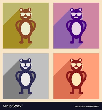 Concept flat icons with long shadow bear cartoon vector image